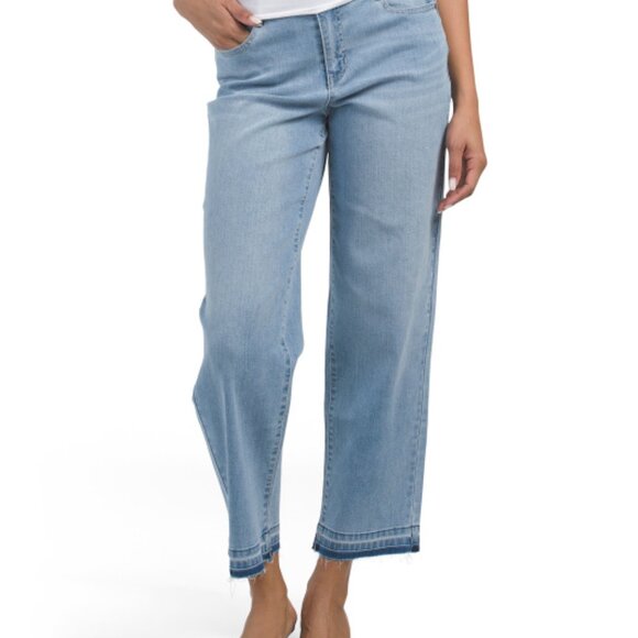 NEW D. JEANS High Waist Released Hem Wide Leg Ankle Jeans Light Wash 259 1M1 - Picture 1 of 5